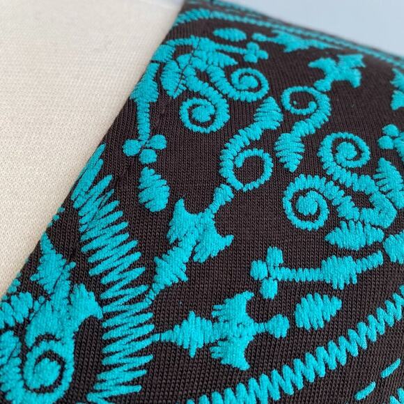 ⭐️NWT COURAGE B DRESS STRETCH SHEATH PRINTED TURQUOISE XL - Picture 4 of 10